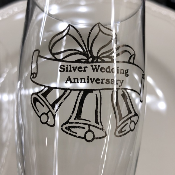 Silver Wedding Anniversary Set of Two Stemmed Glasses. Champagne Flutes - Picture 15 of 17